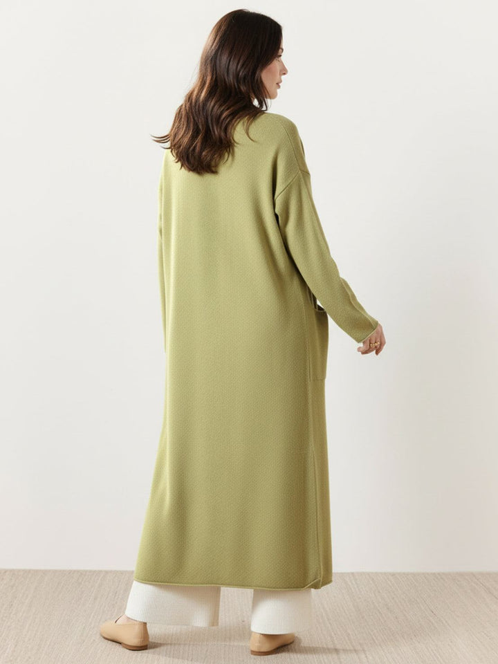 100% Australian Merino Wool Long Cardigan olive green image 3 