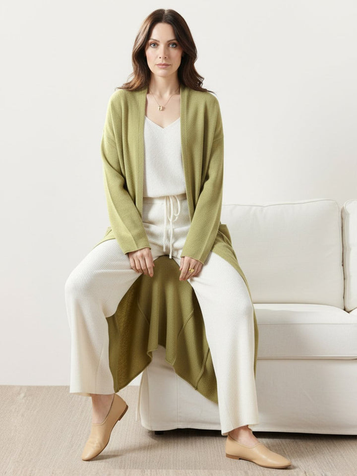 100% Australian Merino Wool Long Cardigan olive green image 4 