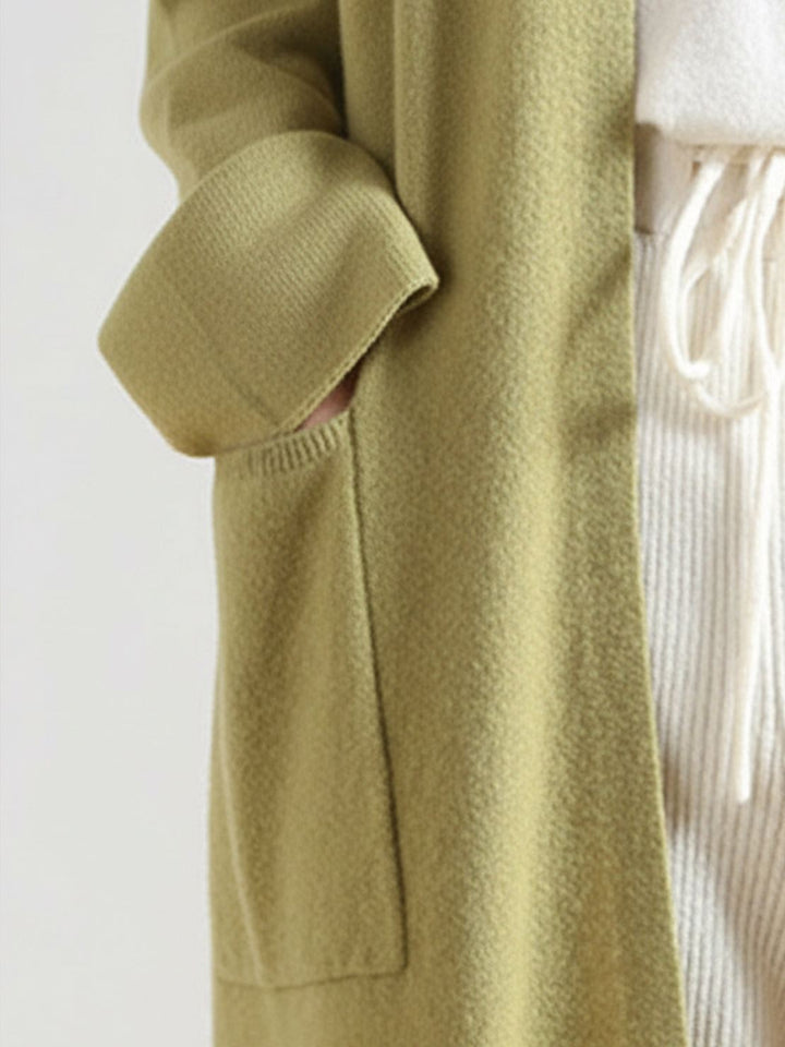 100% Australian Merino Wool Long Cardigan olive green image 5 