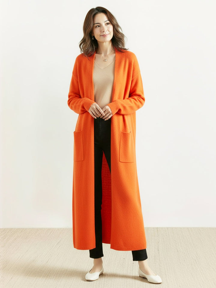 100% Australian Merino Wool Long Cardigan orange image 1 