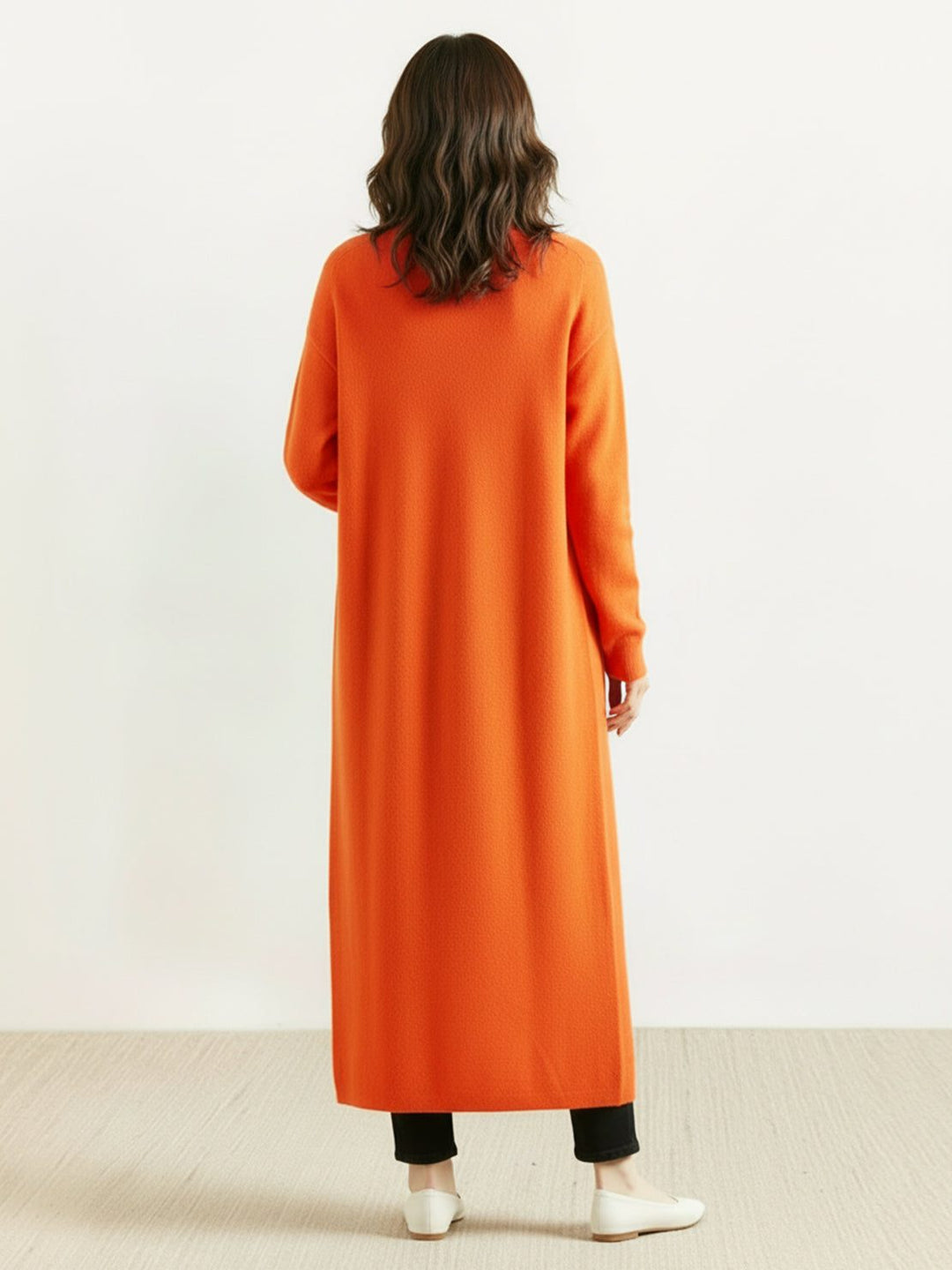 100% Australian Merino Wool Long Cardigan orange image 3 