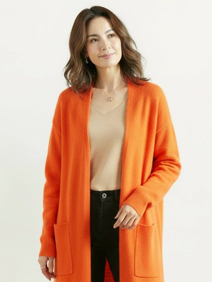 100% Australian Merino Wool Long Cardigan orange image 4 