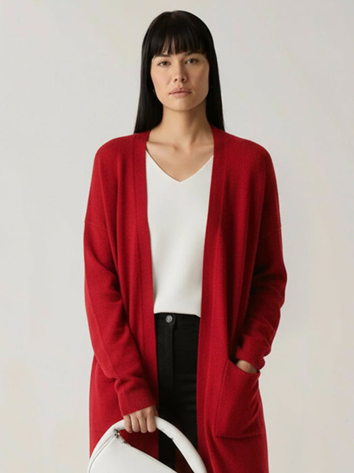 100% Australian Merino Wool Long Cardigan wine red image 4 