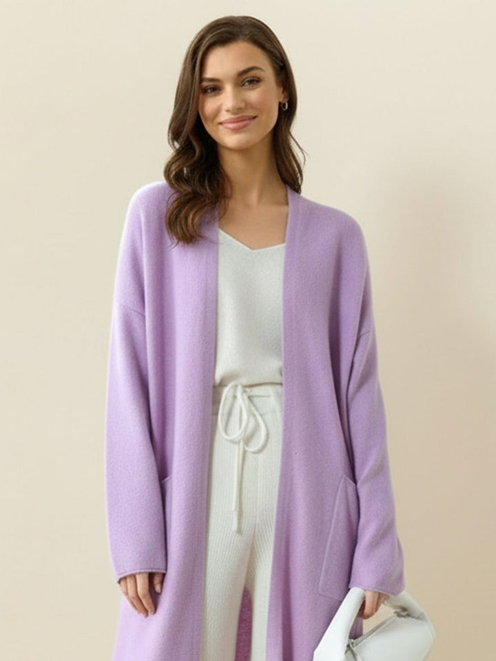 100% Australian Merino Wool Long Cardigan lavender image 4 