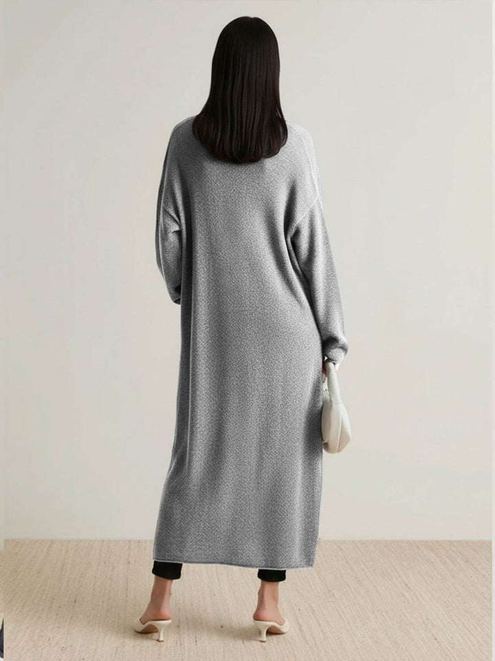 100% Australian Merino Wool Long Cardigan light gray image 3 