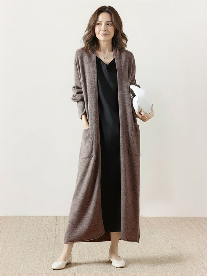 100% Australian Merino Wool Long Cardigan taupe image 1 