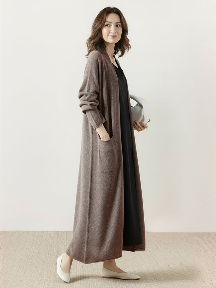 100% Australian Merino Wool Long Cardigan taupe image 2 