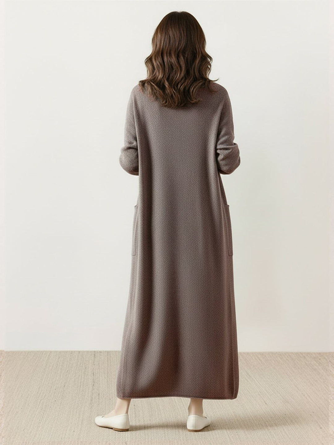 100% Australian Merino Wool Long Cardigan taupe image 3 