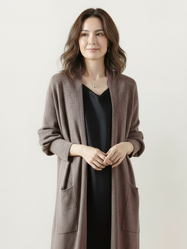 100% Australian Merino Wool Long Cardigan taupe image 4 