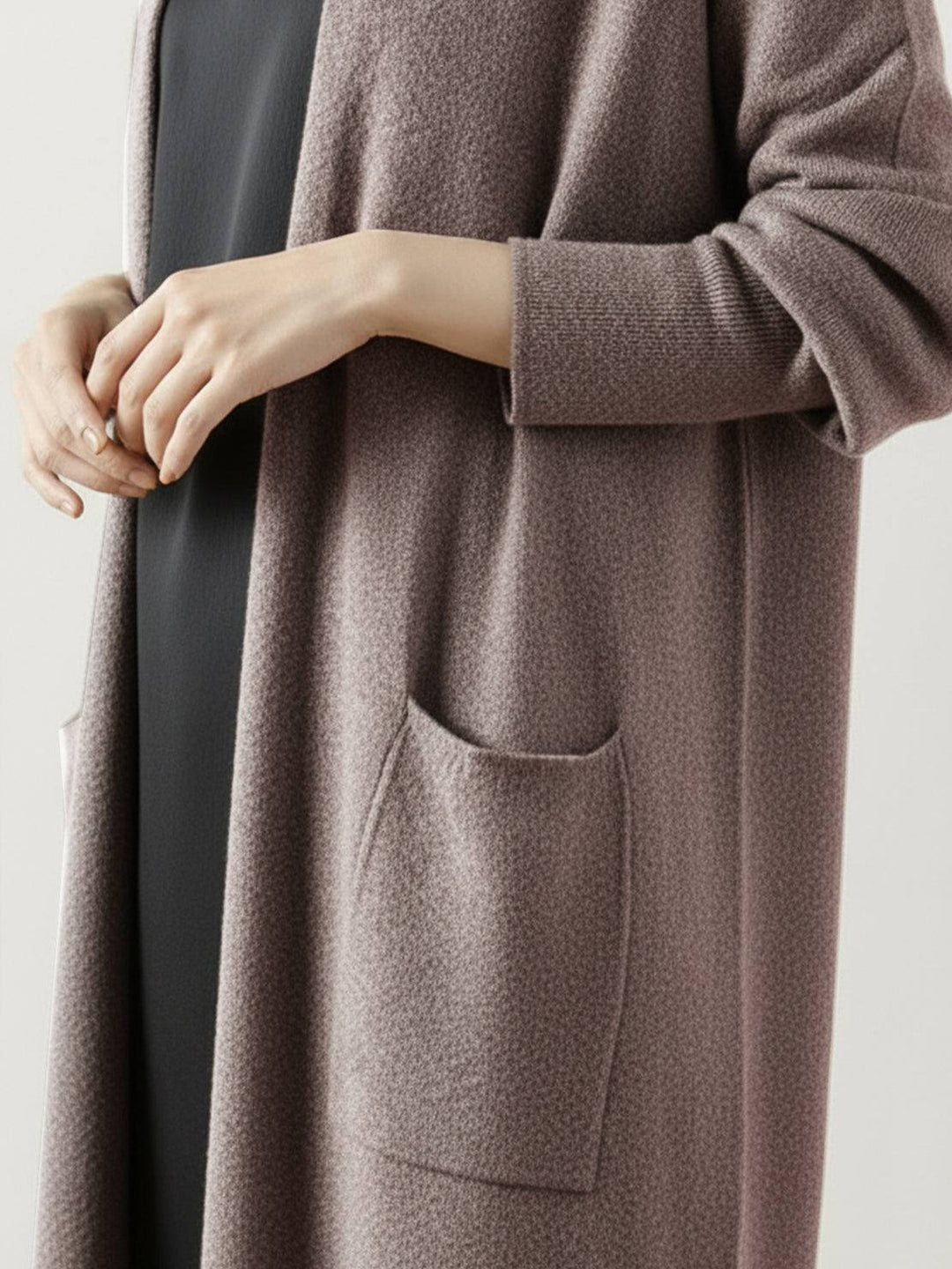 100% Australian Merino Wool Long Cardigan taupe image 5 