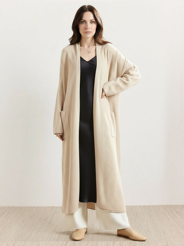 100% Australian Merino Wool Long Cardigan beige image 1 