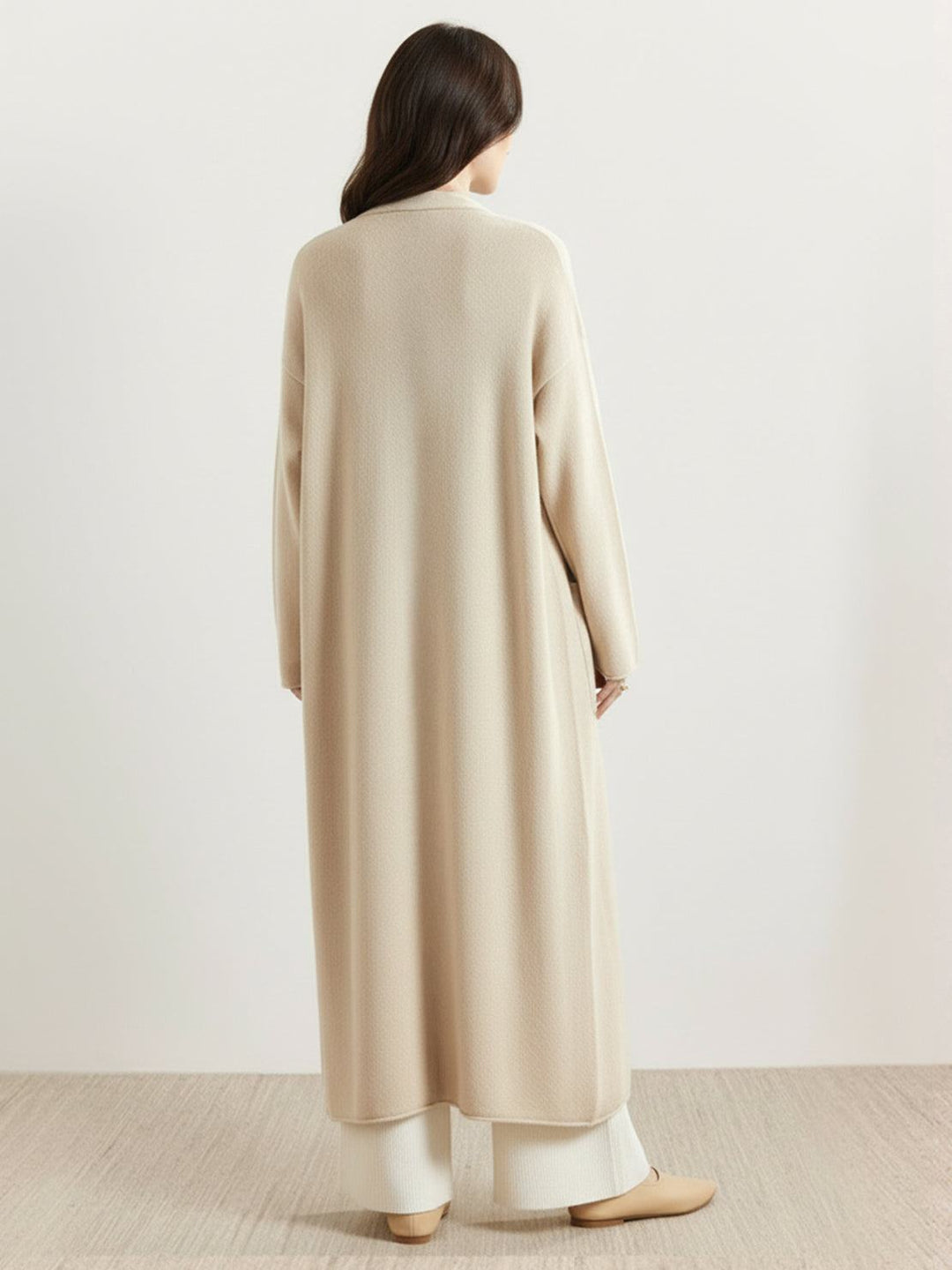100% Australian Merino Wool Long Cardigan beige image 3 