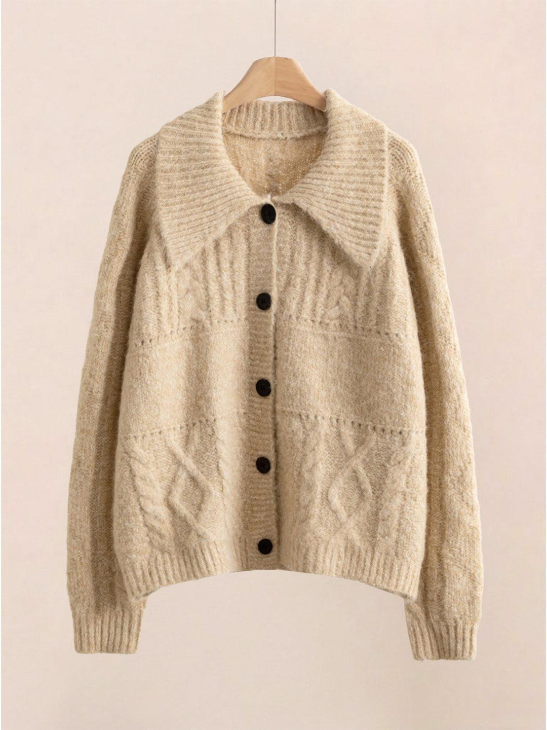 Wool-Blend Button-Front Cardigan khaki image 6 