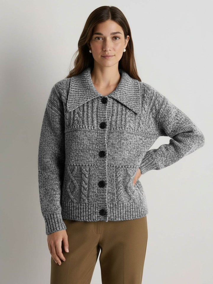 Wool-Blend Button-Front Cardigan dark gray image 1 