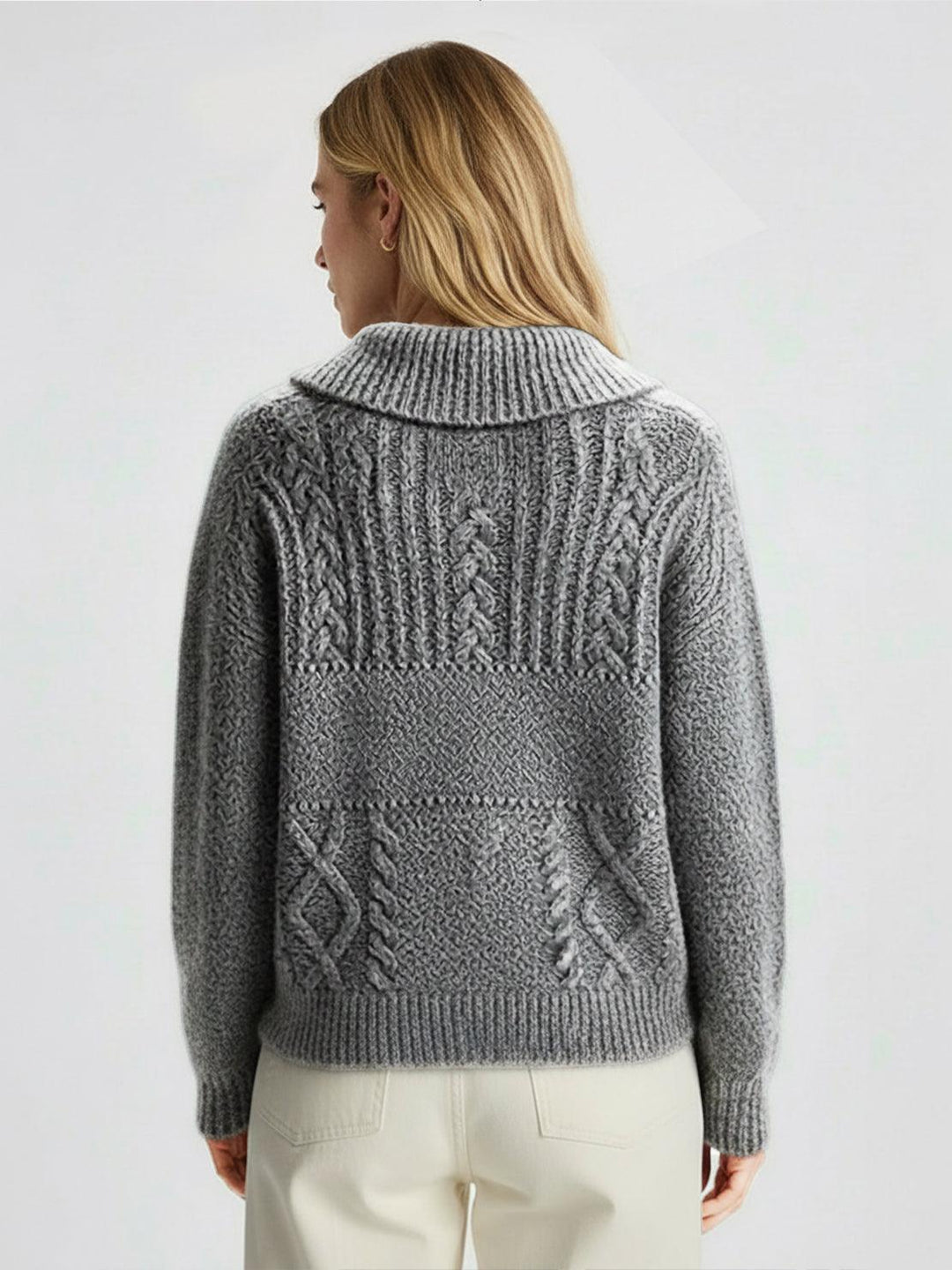 Wool-Blend Button-Front Cardigan dark gray image 3 