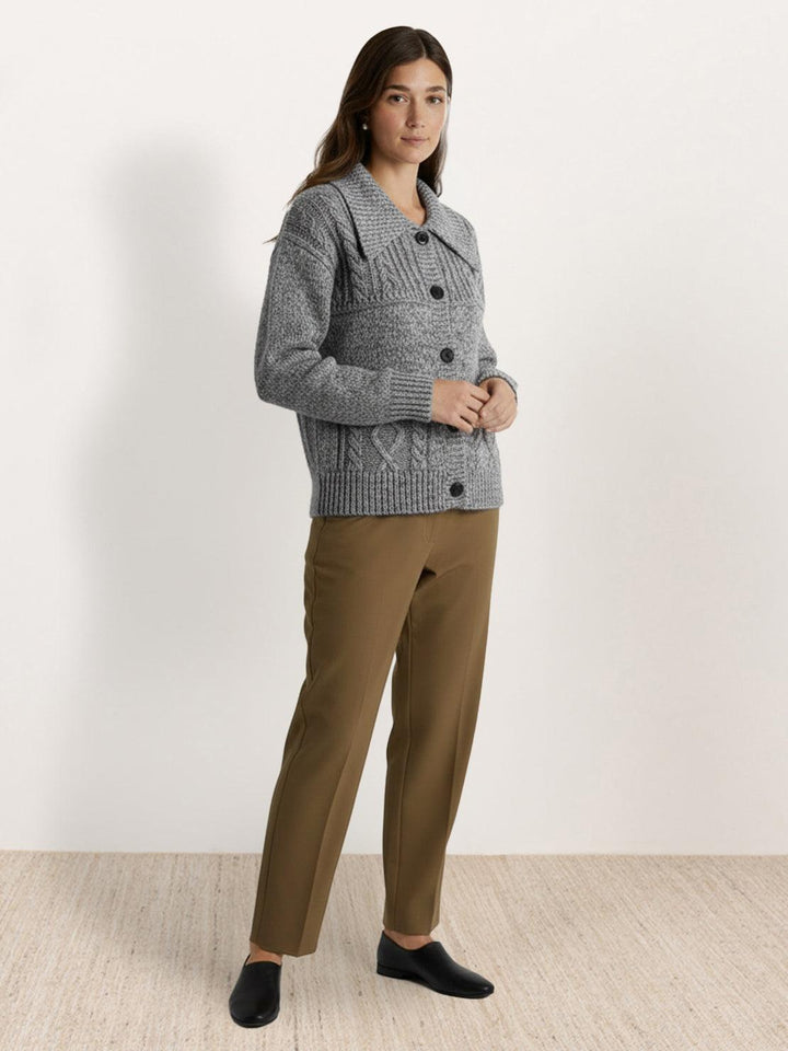 Wool-Blend Button-Front Cardigan dark gray image 4 