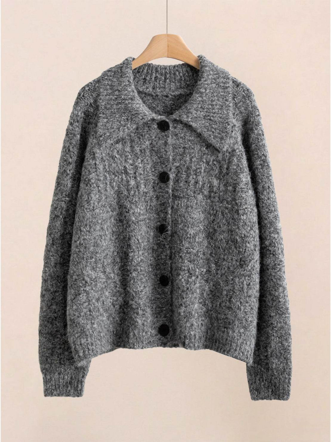 Wool-Blend Button-Front Cardigan dark gray image 5 