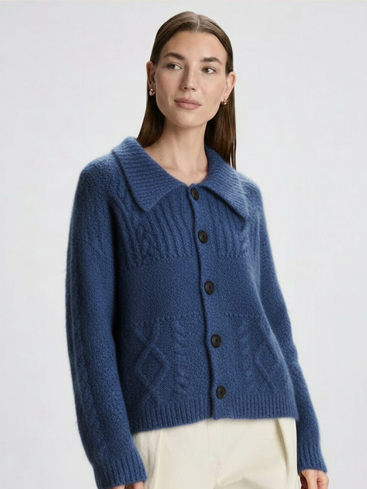 Wool-Blend Button-Front Cardigan navy blue image 1 