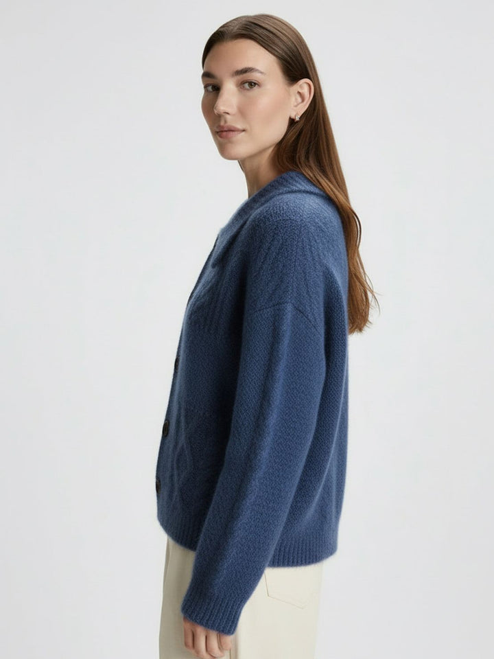 Wool-Blend Button-Front Cardigan navy blue image 2 