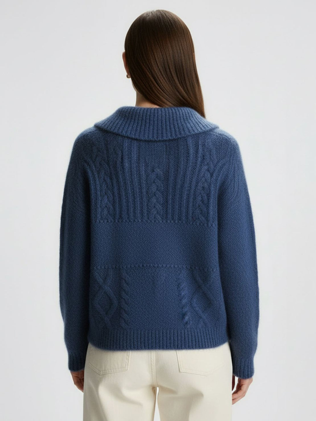 Wool-Blend Button-Front Cardigan navy blue image 3 