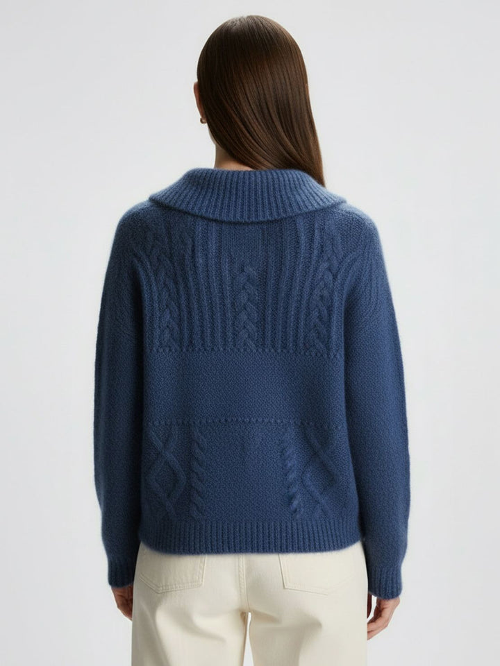 Wool-Blend Button-Front Cardigan navy blue image 3 