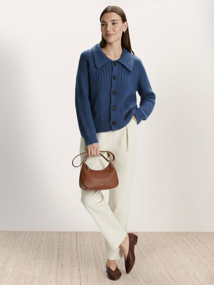 Wool-Blend Button-Front Cardigan navy blue image 4 
