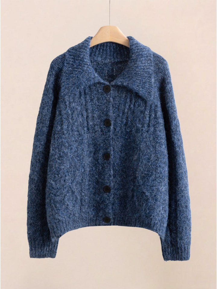 Wool-Blend Button-Front Cardigan navy blue image 6 