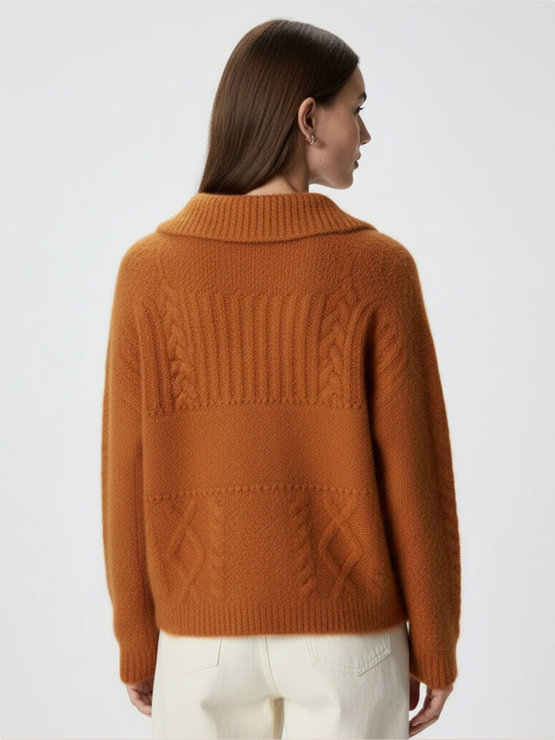 Wool-Blend Button-Front Cardigan orange image 3 