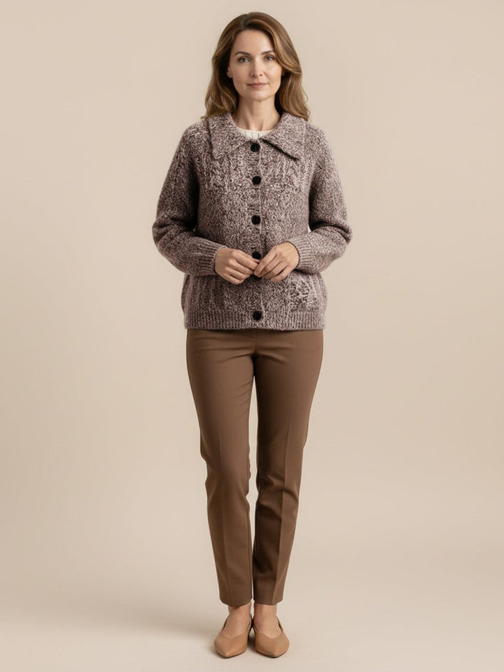 Wool-Blend Button-Front Cardigan taupe image 4 