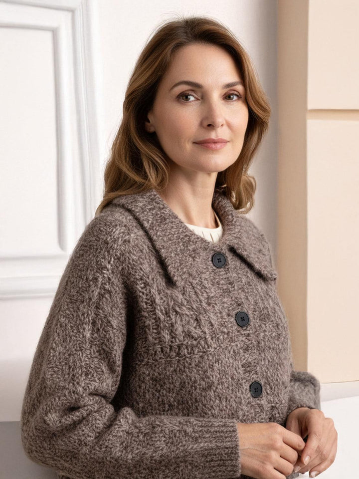 Wool-Blend Button-Front Cardigan taupe image 5 