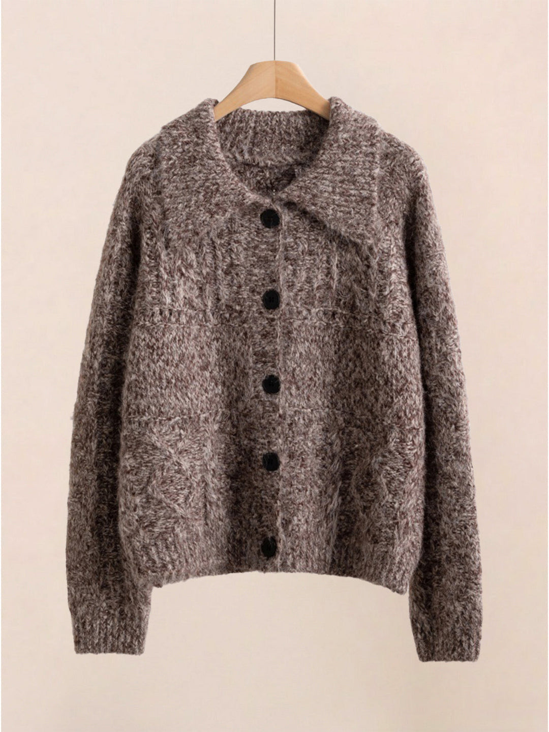 Wool-Blend Button-Front Cardigan taupe image 6 