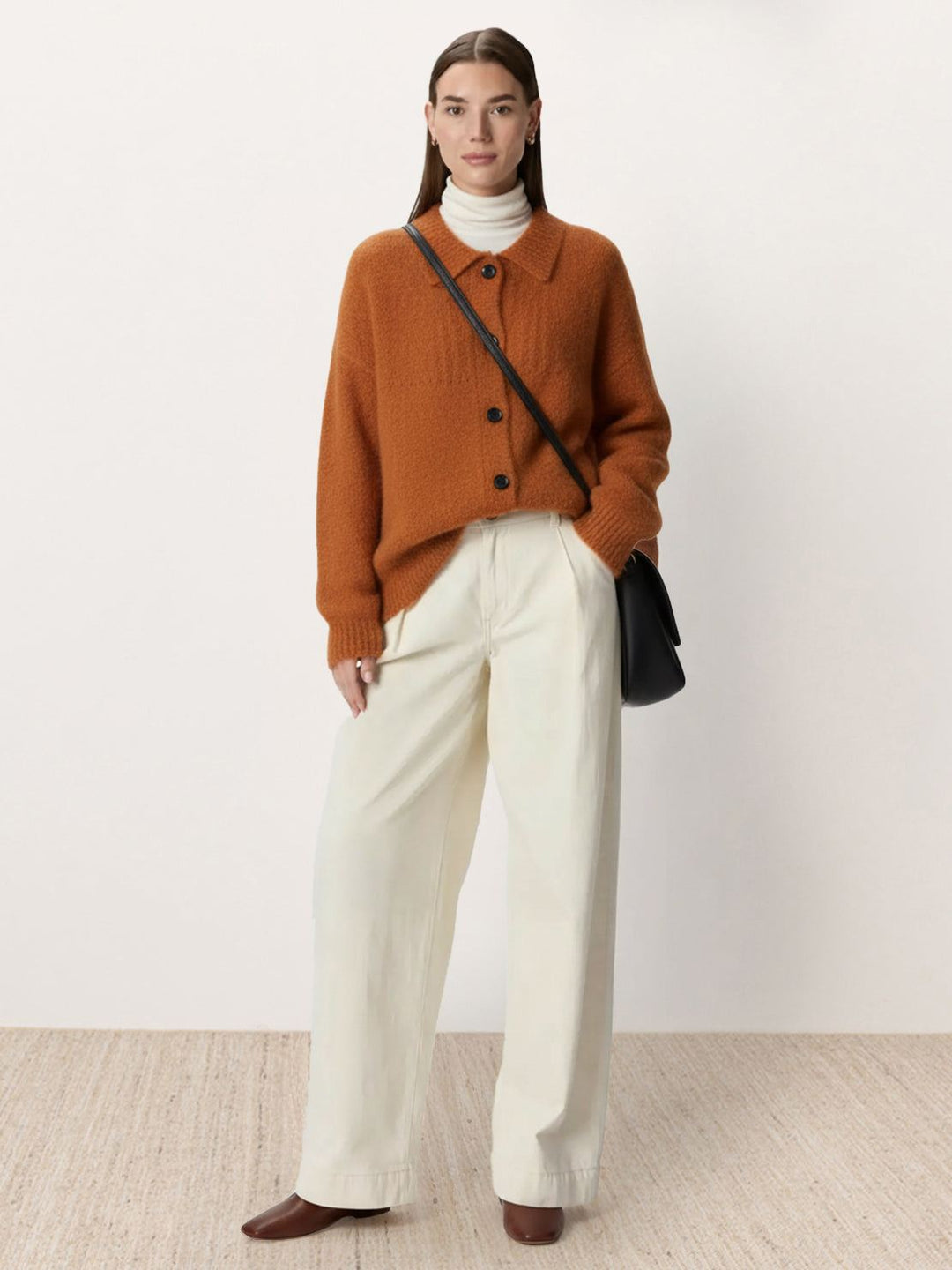 Wool-Blend Button-Front Cardigan orange image 4 
