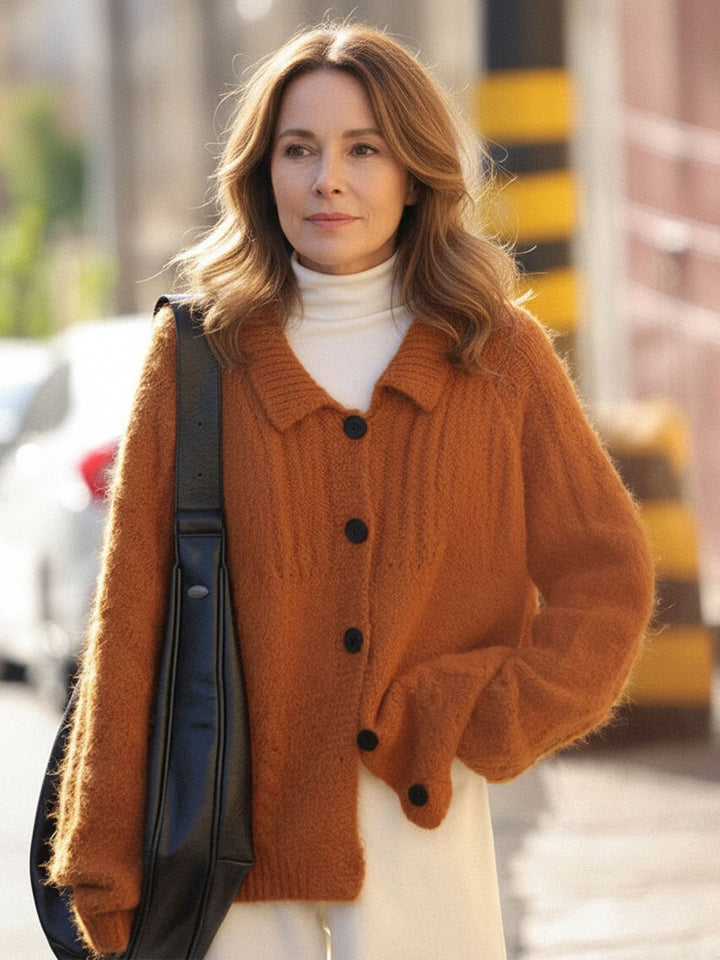 Wool-Blend Button-Front Cardigan orange image 5 