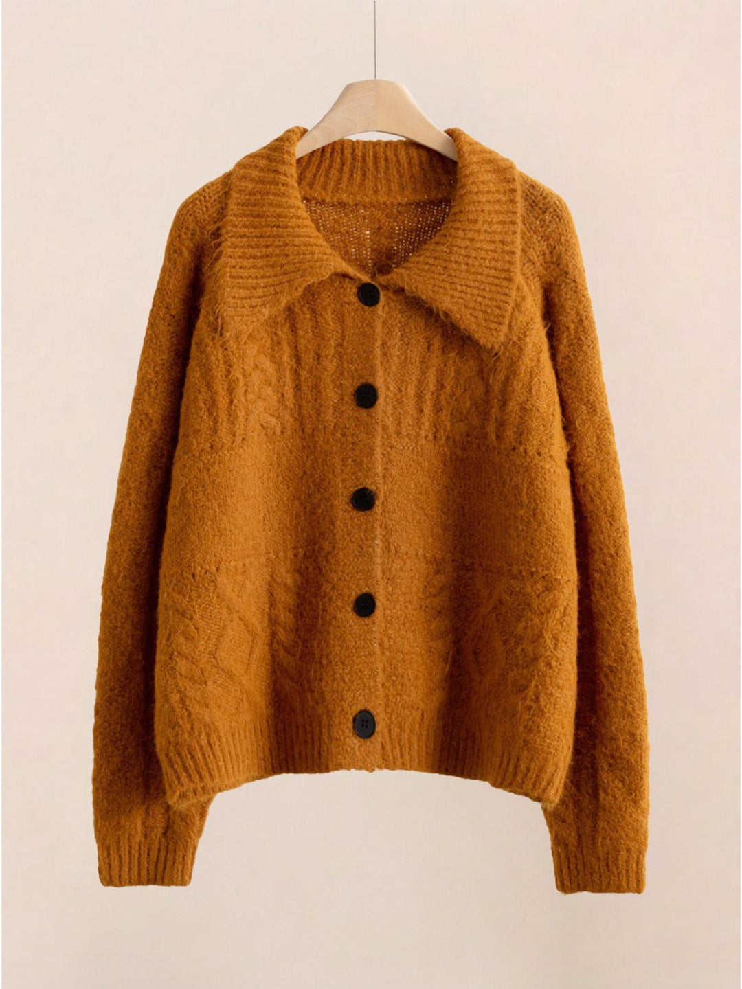 Wool-Blend Button-Front Cardigan orange image 6 