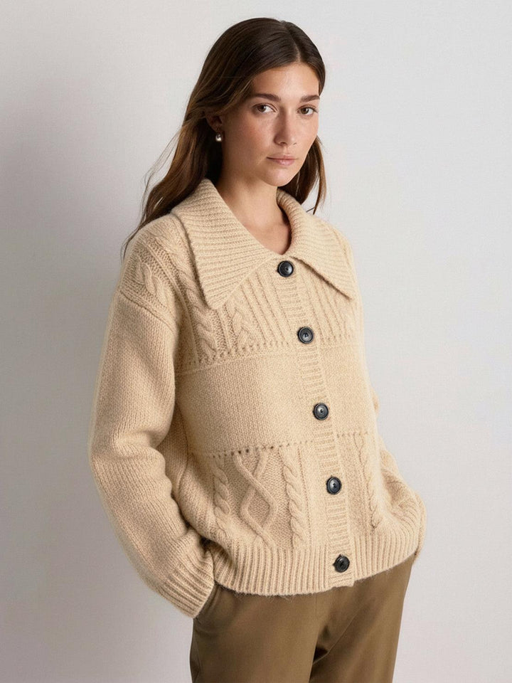 Wool-Blend Button-Front Cardigan khaki image 2 