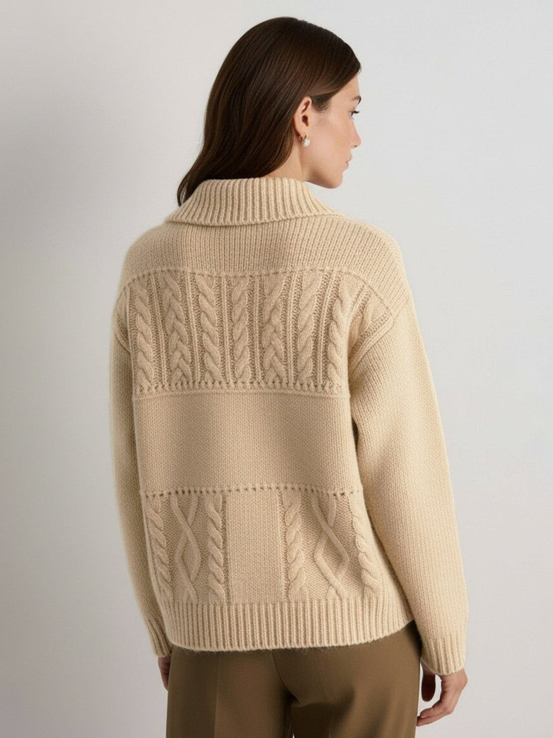 Wool-Blend Button-Front Cardigan khaki image 3 