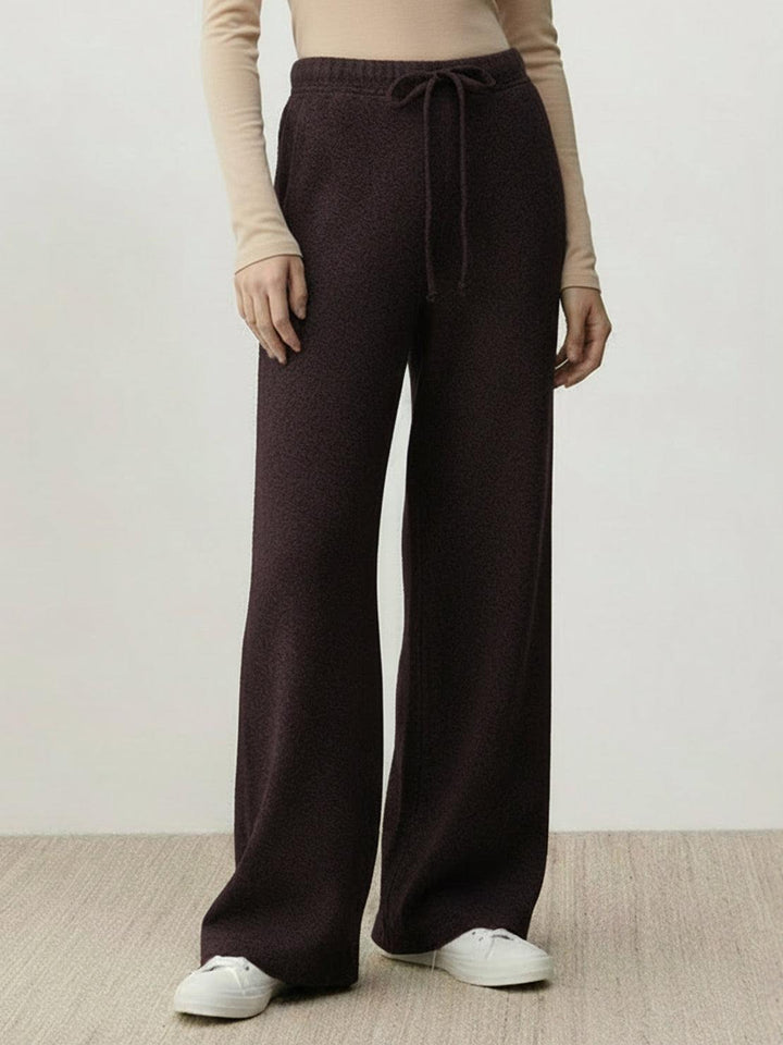 Lightweight Wool Wide Leg Pants chocolate brown image 1 