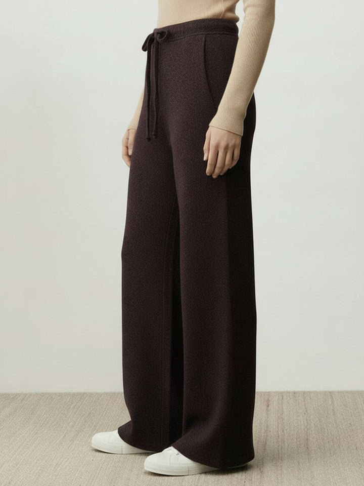 Lightweight Wool Wide Leg Pants chocolate brown image 2 