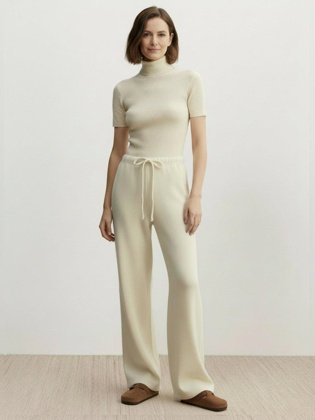 Lightweight Wool Wide Leg Pants off white image 4 