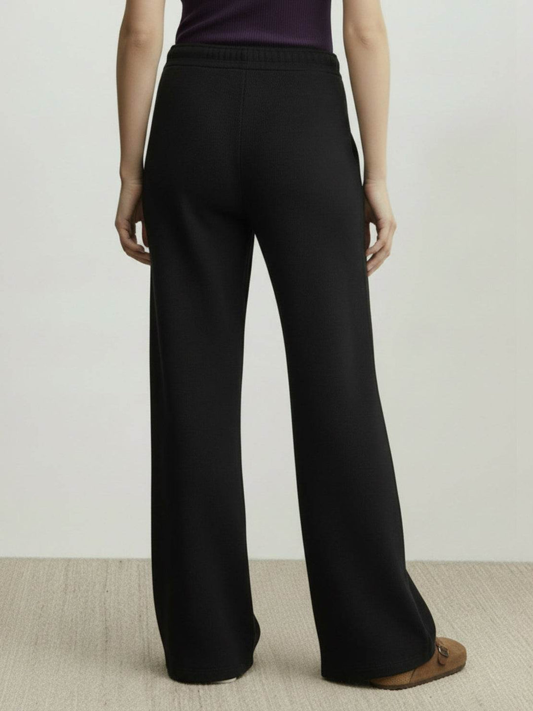Lightweight Wool Wide Leg Pants black image 3 