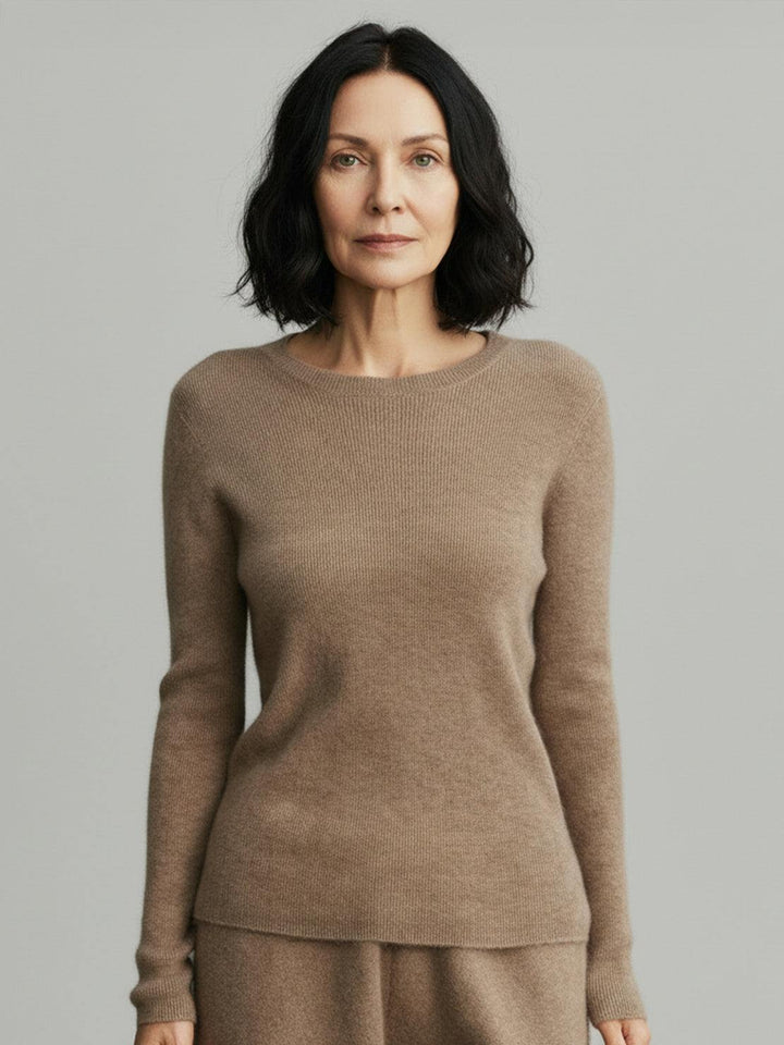 Wool-Cashmere Round Neck Pullover taupe image 1 