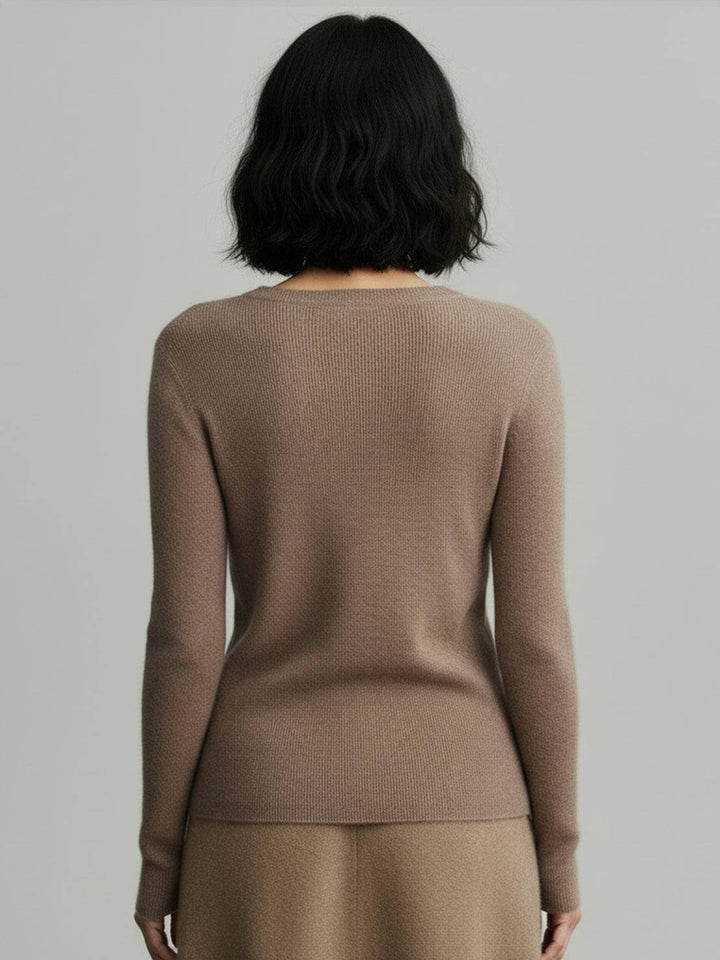 Wool-Cashmere Round Neck Pullover taupe image 3 