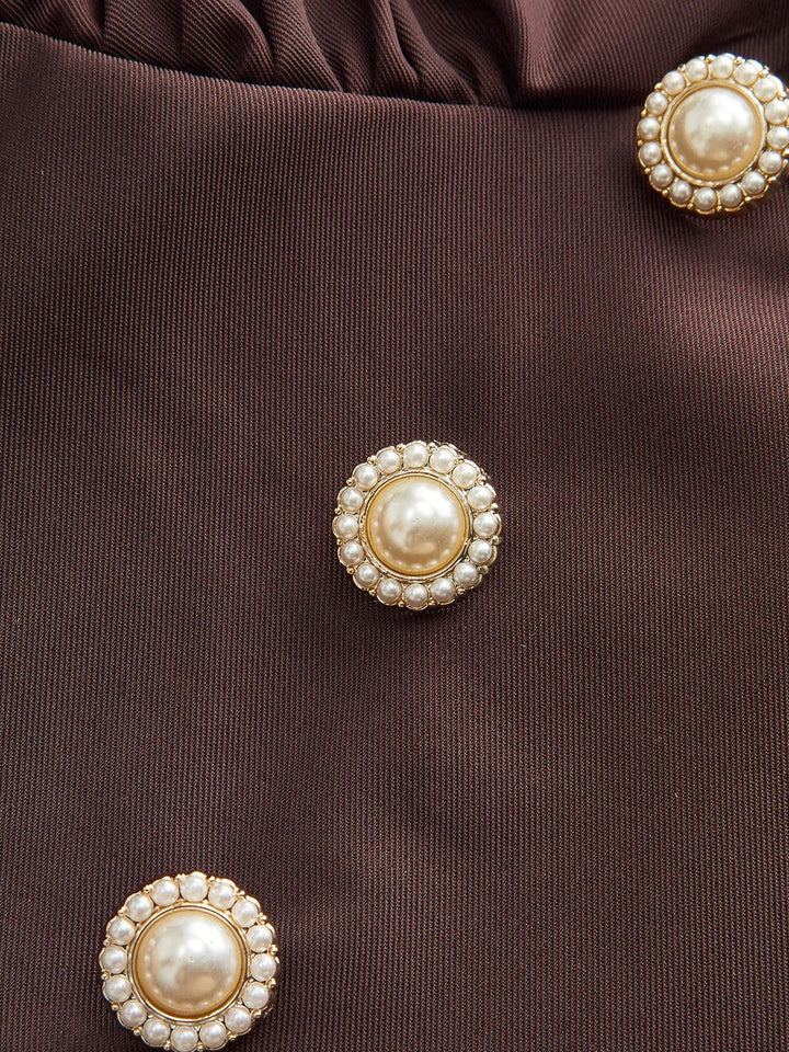 Slimming V-Neck Midi Dress coffee brown image 5 
