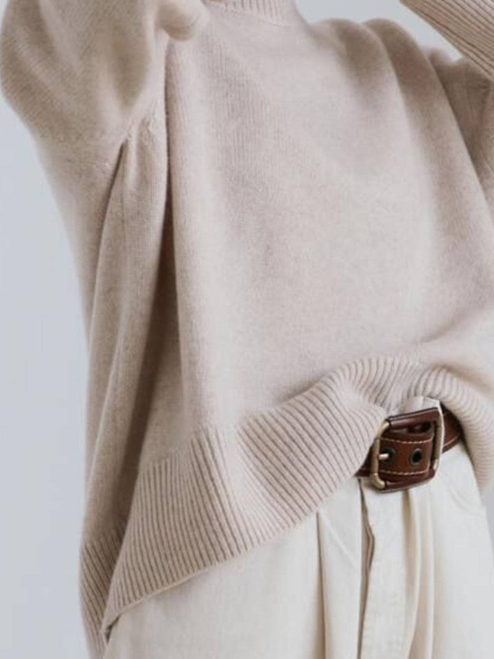 Oversized Crew Neck Knit Sweater beige image 5 