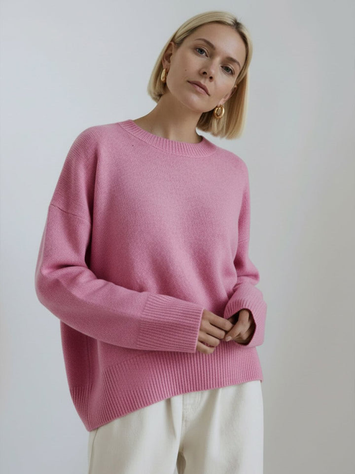 Oversized Crew Neck Knit Sweater light pink image 1 