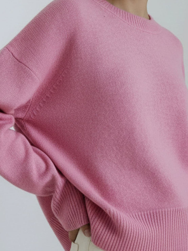 Oversized Crew Neck Knit Sweater light pink image 5 