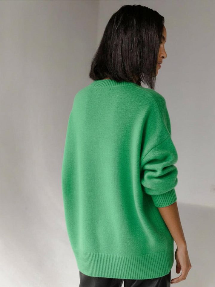 Oversized Crew Neck Knit Sweater emerald green image 3 