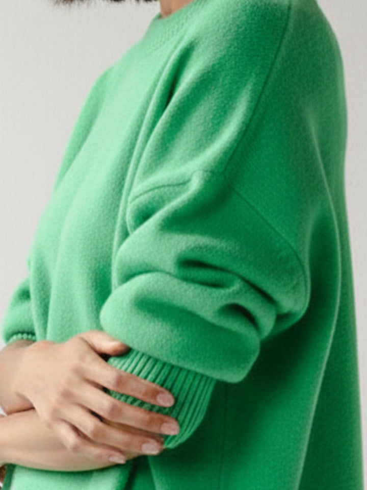 Oversized Crew Neck Knit Sweater emerald green image 5 