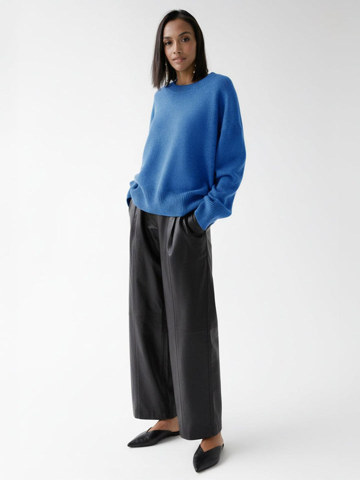 Oversized Crew Neck Knit Sweater royal blue image 4 