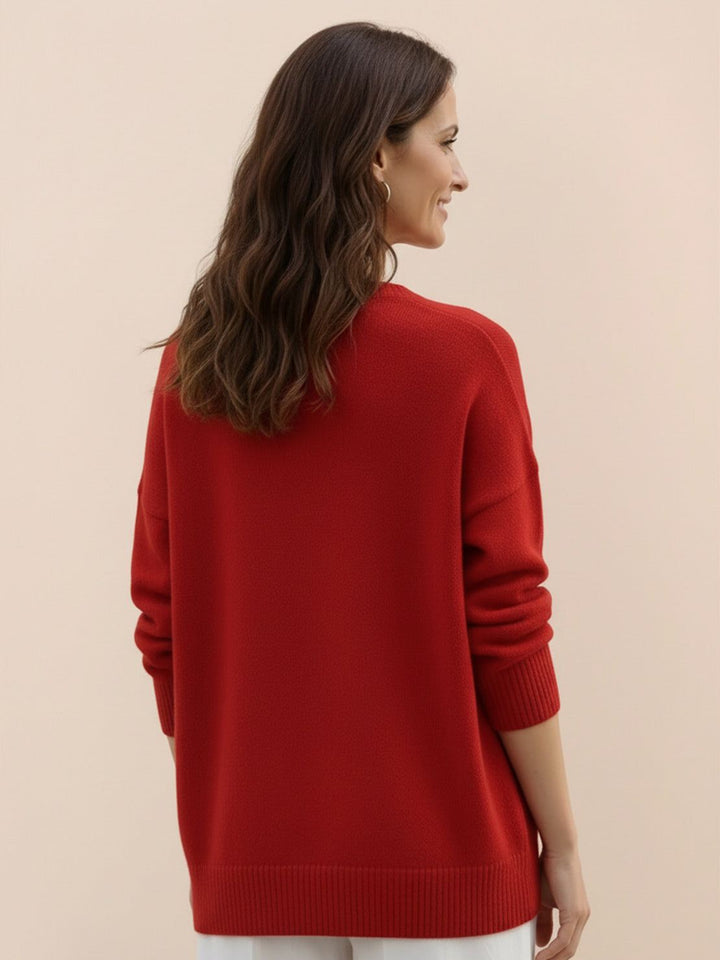 Oversized Crew Neck Knit Sweater dark red image 3 